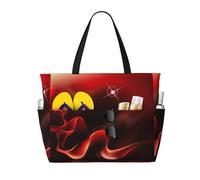 Hnnkloy Llama roja impresa,Bolso de playa de gran capacidad, bolso de hombro de viaje para mujer, bolso de mano impermeable.