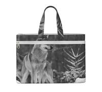 Hnnkloy Lobo salvaje impreso,Bolsa de lona para documentos con cremallera, bolso de mano, maletín para la escuela y la oficina.