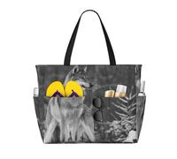Hnnkloy Lobo salvaje impreso,Bolso de playa de gran capacidad, bolso de hombro de viaje para mujer, bolso de mano impermeable.