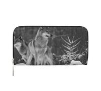 Hnnkloy Lobo Salvaje Impreso,Carteras de Cuero PU de Gran Capacidad para Hombres y Mujeres.