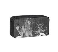 Hnnkloy Lobo Salvaje Impreso,Estuche de lápices de Gran Capacidad, portátil, para bolígrafos, Bolsa de papelería para la Escuela y la Oficina.