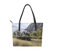 Hnnkloy Locomotora de vapor estampada linda,Bolso de mano de piel sintética, bolso tote de gran capacidad, bolso de hombro para mujer, ideal para el trabajo y los viajes.