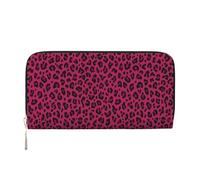 Hnnkloy Love Leopard Estampado de Leopardo en Rosa Fuerte,Carteras de Cuero PU de Gran Capacidad para Hombres y Mujeres.
