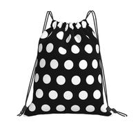 Hnnkloy Lunares blancos sobre fondo negro,Mochila con cordón unisex, bolsa deportiva para gimnasio, mochila informal para el día a día.
