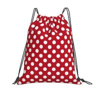 Hnnkloy Lunares blancos sobre fondo rojo,Mochila con cordón unisex, bolsa deportiva para gimnasio, mochila informal para el día a día.