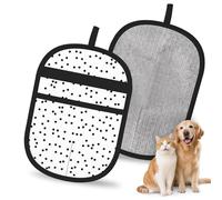 Hnnkloy Lunares Negros sobre Blanco, Paquete de 2 Guantes para Eliminar el Pelo de Mascotas, Guantes de Aseo antiestáticos para Perros y Gatos.