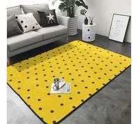 Hnnkloy Lunares Negros sobre Fondo Amarillo, Alfombra Grande Antideslizante para Sala de Estar o Dormitorio, 208 x 148 cm.