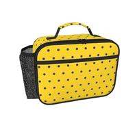 Hnnkloy Lunares negros sobre fondo amarillo,Bolsa de almuerzo portátil, fiambrera resistente, bolsa isotérmica reutilizable
