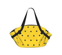 Hnnkloy Lunares Negros sobre Fondo Amarillo,Esterilla de Camping portátil, Manta de Picnic Plegable Multifuncional Que también Sirve como Bolsa de Camping para Viajes.