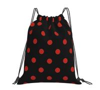 Hnnkloy Lunares rojos sobre fondo negro,Mochila con cordón unisex, bolsa deportiva para gimnasio, mochila informal para el día a día.
