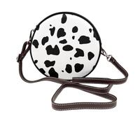 Hnnkloy Mancha negra con estampado de perro dálmata,Bolso de hombro de piel sintética, bolso cruzado redondo - Bolso circular para mujer