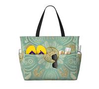 Hnnkloy Mandala celta en verde salvia suave y dorado,Bolso de playa de gran capacidad, bolso de hombro de viaje para mujer, bolso de mano impermeable.