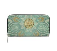 Hnnkloy Mandala Celta en Verde Salvia Suave y Dorado,Carteras de Cuero PU de Gran Capacidad para Hombres y Mujeres.