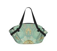 Hnnkloy Mandala Celta en Verde Salvia Suave y Dorado,Esterilla de Camping portátil, Manta de Picnic Plegable Multifuncional Que también Sirve como Bolsa de Camping para Viajes.
