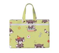 Hnnkloy Mapache kawaii lindo,Bolsa de lona para documentos con cremallera, bolso de mano, maletín para la escuela y la oficina.