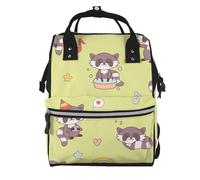 Hnnkloy Mapache kawaii lindo.Mochila de maternidad de gran capacidad, bolso cambiador, mochila de viaje para actividades al aire libre.