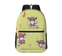 Hnnkloy Mapache kawaii lindo,Mochila informal de 17 pulgadas con bolsillos, resistente al agua, para la escuela.