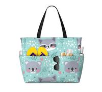 Hnnkloy Mapache y koala,Bolso de playa de gran capacidad, bolso de hombro de viaje para mujer, bolso de mano impermeable.