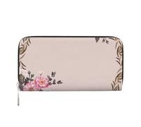 Hnnkloy Marco Floral Redondo con Lindas Flores de Zinnia,Carteras de Cuero PU de Gran Capacidad para Hombres y Mujeres.