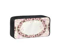 Hnnkloy Marco Ovalado Vintage de Rosas Rosadas,Estuche de lápices de Gran Capacidad, portátil, para bolígrafos, Bolsa de papelería para la Escuela y la Oficina.