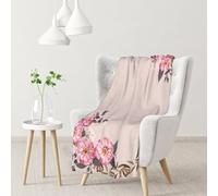 Hnnkloy Marco Redondo Floral con Lindas Flores de Zinnia,Manta Suave para sofá Cama, cálida, antipilling, de Franela Afelpada, 76 x 102 cm.