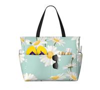 Hnnkloy Margarita exuberante flor floral,Bolso de playa de gran capacidad, bolso de hombro de viaje para mujer, bolso de mano impermeable.