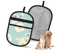 Hnnkloy Margarita exuberante Flor Floral, Paquete de 2 Guantes para Eliminar el Pelo de Mascotas, Guantes de Aseo antiestáticos para Perros y Gatos.