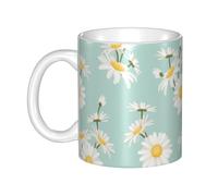 Hnnkloy Margarita exuberante flor floral,Taza de cerámica grande para café, ideal para cocina, restaurante, oficina o cafetería, 330 ml.