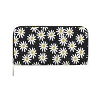 Hnnkloy Margaritas Flores Florales Flor Blanco Y Negro Simple,Carteras de Cuero PU de Gran Capacidad para Hombres y Mujeres.