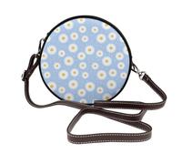 Hnnkloy Margaritas sobre un fondo azul,Bolso de hombro de piel sintética, bolso cruzado redondo - Bolso circular para mujer