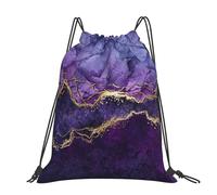 Hnnkloy Mármol abstracto morado dorado,Mochila con cordón unisex, bolsa deportiva para gimnasio, mochila informal para el día a día.