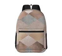Hnnkloy Mármol Argyle de cobre y oro rosa ruborizado,Mochila informal de 17 pulgadas con bolsillos, resistente al agua, para la escuela.