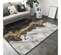 Hnnkloy Mármol Blanco y Negro con lámina de Oro, Alfombra Grande Antideslizante para Sala de Estar o Dormitorio, 208 x 148 cm.