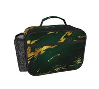 Hnnkloy Mármol dorado con tonos tierra verde esmeralda intenso,Bolsa de almuerzo portátil, fiambrera resistente, bolsa isotérmica reutilizable
