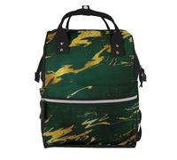 Hnnkloy Mármol dorado con tonos tierra verde esmeralda intenso.Mochila de maternidad de gran capacidad, bolso cambiador, mochila de viaje para actividades al aire libre.
