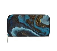 Hnnkloy Mármol líquido Abstracto Azul Dorado,Carteras de Cuero PU de Gran Capacidad para Hombres y Mujeres.