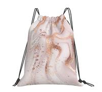 Hnnkloy Mármol líquido abstracto con textura de salpicaduras de purpurina oro rosa,Mochila con cordón unisex, bolsa deportiva para gimnasio, mochila informal para el día a día.
