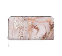 Hnnkloy Mármol líquido Abstracto con Textura salpicada de Purpurina Dorada Rosa,Carteras de Cuero PU de Gran Capacidad para Hombres y Mujeres.