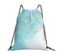 Hnnkloy Mármol líquido azul,Mochila con cordón unisex, bolsa deportiva para gimnasio, mochila informal para el día a día.