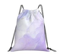 Hnnkloy Mármol líquido de color púrpura pastel,Mochila con cordón unisex, bolsa deportiva para gimnasio, mochila informal para el día a día.