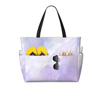 Hnnkloy Mármol líquido pastel morado,Bolso de playa de gran capacidad, bolso de hombro de viaje para mujer, bolso de mano impermeable.