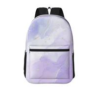 Hnnkloy Mármol líquido pastel morado,Mochila informal de 17 pulgadas con bolsillos, resistente al agua, para la escuela.