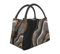 Hnnkloy Mármol negro elegante con vetas doradas y cobrizas.,Bolsa de almuerzo portátil, bolsa isotérmica, fiambrera duradera, bolsa térmica reutilizable.