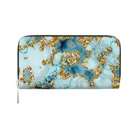 Hnnkloy Mármol Verde Azulado Dorado Brillante con Textura,Carteras de Cuero PU de Gran Capacidad para Hombres y Mujeres.