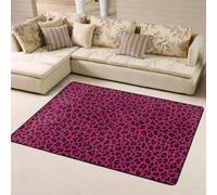 Hnnkloy Me Encanta el Estampado de Leopardo en Rosa Fucsia., Alfombra Grande Antideslizante para Sala de Estar o Dormitorio, 160 x 120 cm.