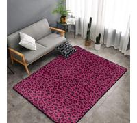 Hnnkloy Me Encanta el Estampado de Leopardo en Rosa Fucsia., Alfombra Grande Antideslizante para Sala de Estar o Dormitorio, 150 x 100 cm.