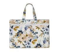 Hnnkloy Mostaza azul floral,Bolsa de lona para documentos con cremallera, bolso de mano, maletín para la escuela y la oficina.