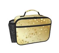 Hnnkloy Muchas estrellas doradas sin costuras,Bolsa de almuerzo portátil, fiambrera resistente, bolsa isotérmica reutilizable