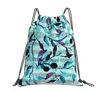 Hnnkloy Música en acuarela Ramas Hojas,Mochila con cordón unisex, bolsa deportiva para gimnasio, mochila informal para el día a día.