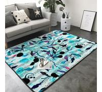 Hnnkloy Música en Acuarela, Ramas y Hojas, Alfombra Grande Antideslizante para Sala de Estar o Dormitorio, 208 x 148 cm.